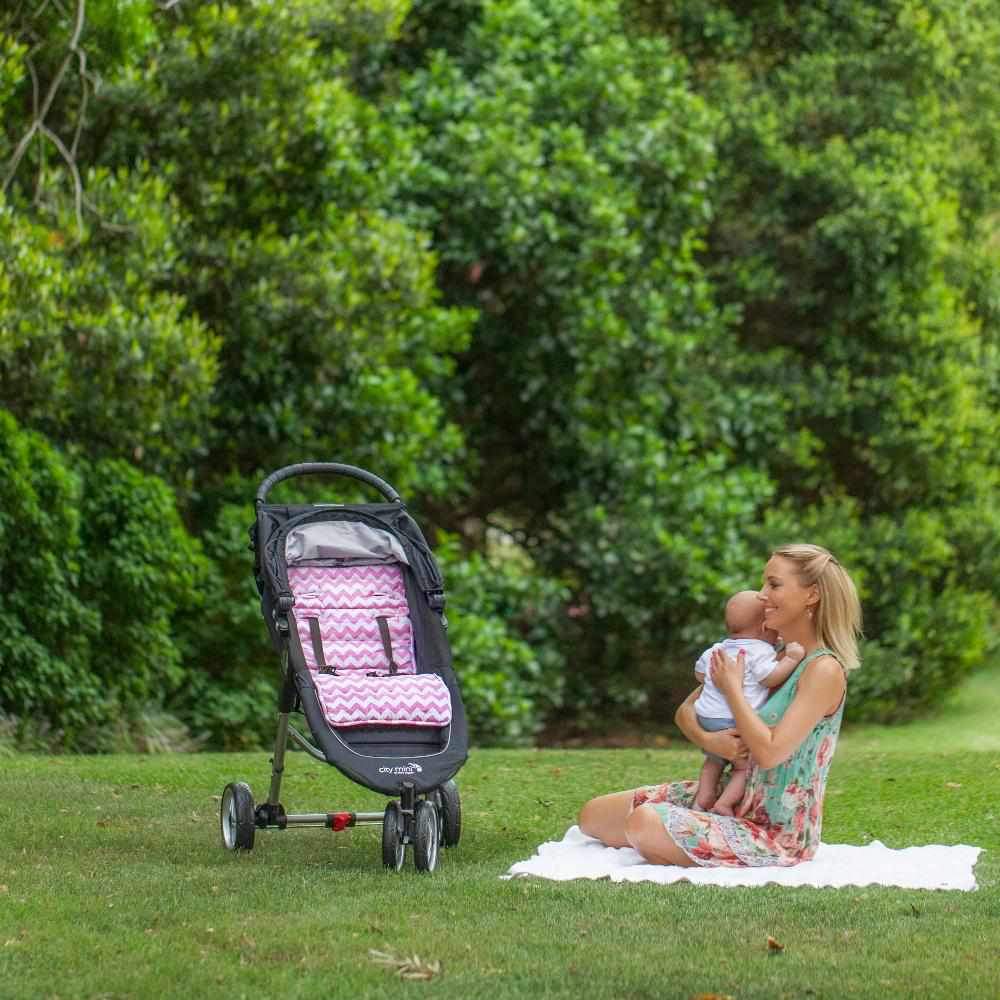 Cotton Pram Liner Pink White Chevron Outlook Baby