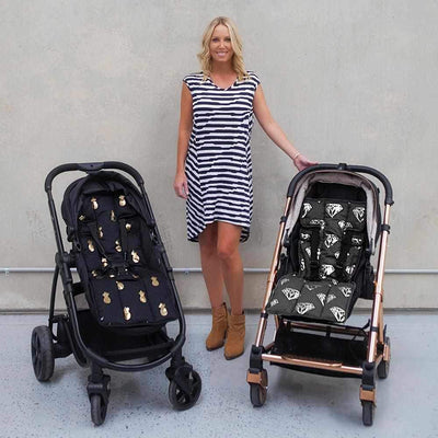 Pram Liner - Charcoal Silver Diamonds/Spots - Outlook Baby